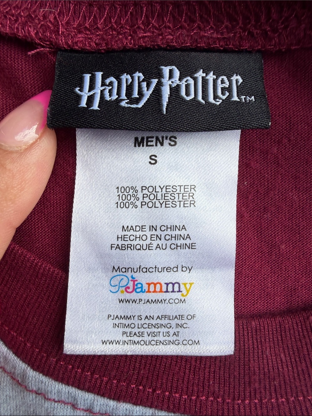 Harry Potter Gryffindor Raglan Tee - Maroon Sleeves, Grey Body - Picture 2 of 2